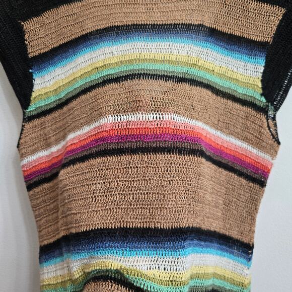 Liz Palacios Womens Vtg Knit Boho Top M Striped Beaded Artsy Southwestern Boho - Picture 5 of 11